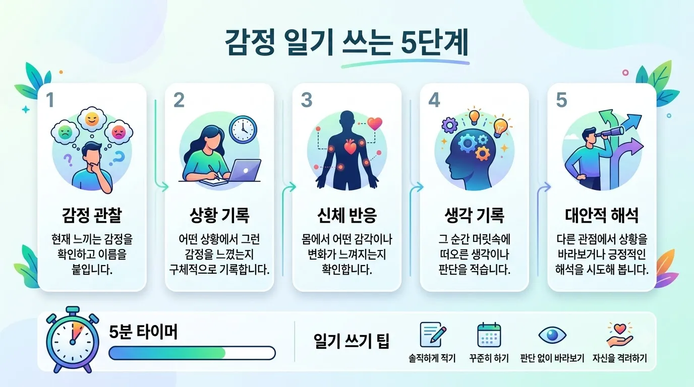 감정 일기 작성법 인포그래픽