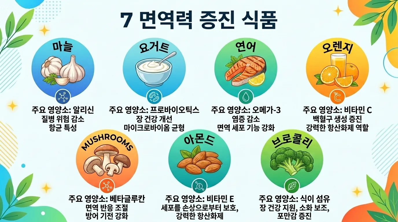 면역 식품 영양소 인포그래픽