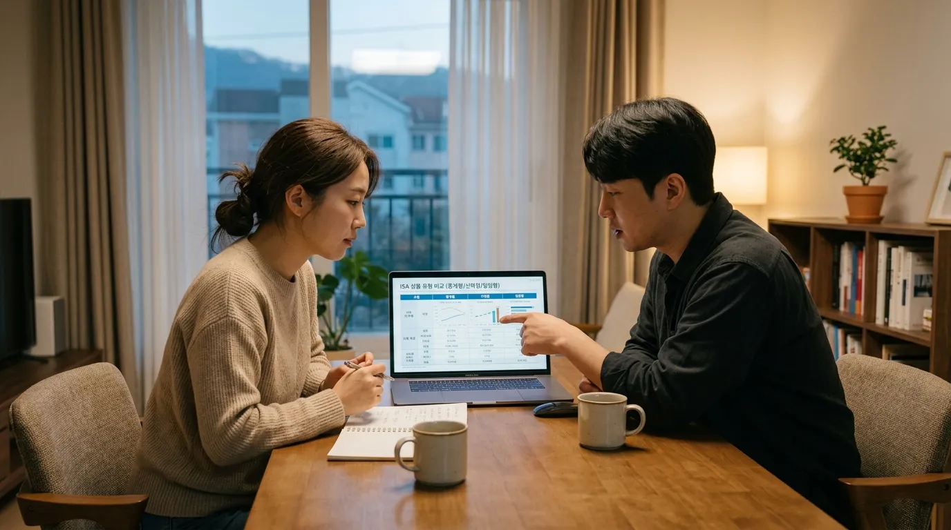 가족이 함께 ISA 유형을 비교 검토하는 모습