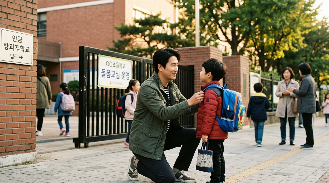 한국인 다자녀 가정에서 아이돌보미가 아이들을 돌봐주는 모습