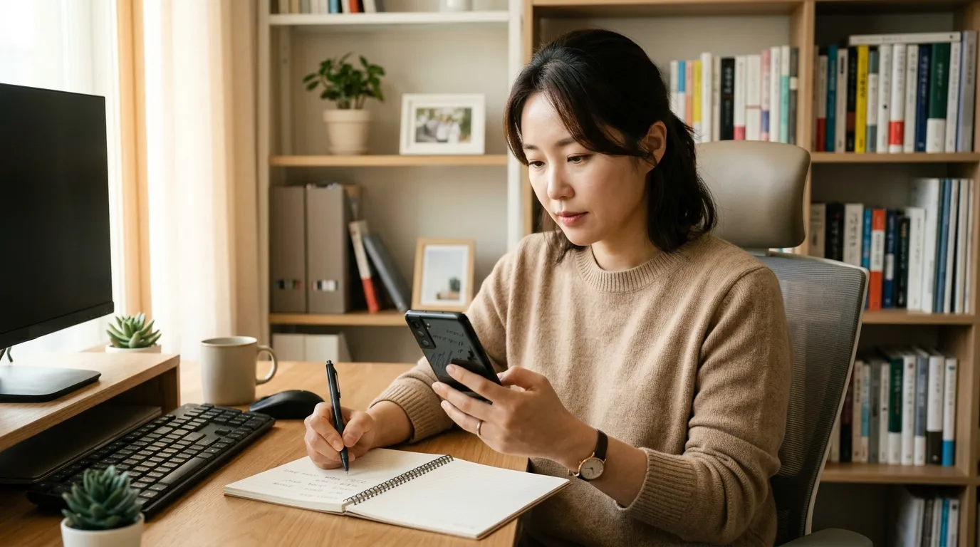 직장인이 연금저축 세액공제 조건을 확인하는 라이프스타일 장면