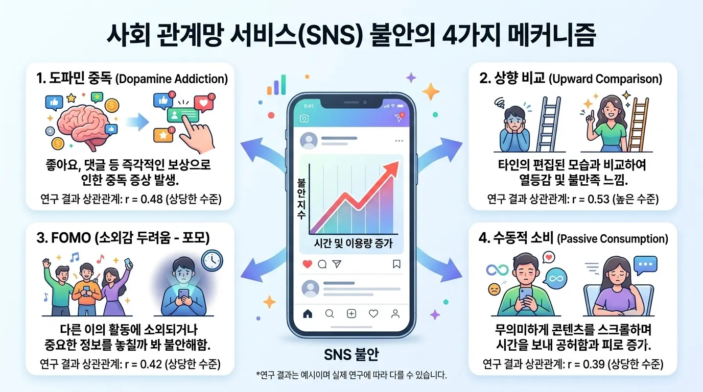 SNS 불안 메커니즘 인포그래픽