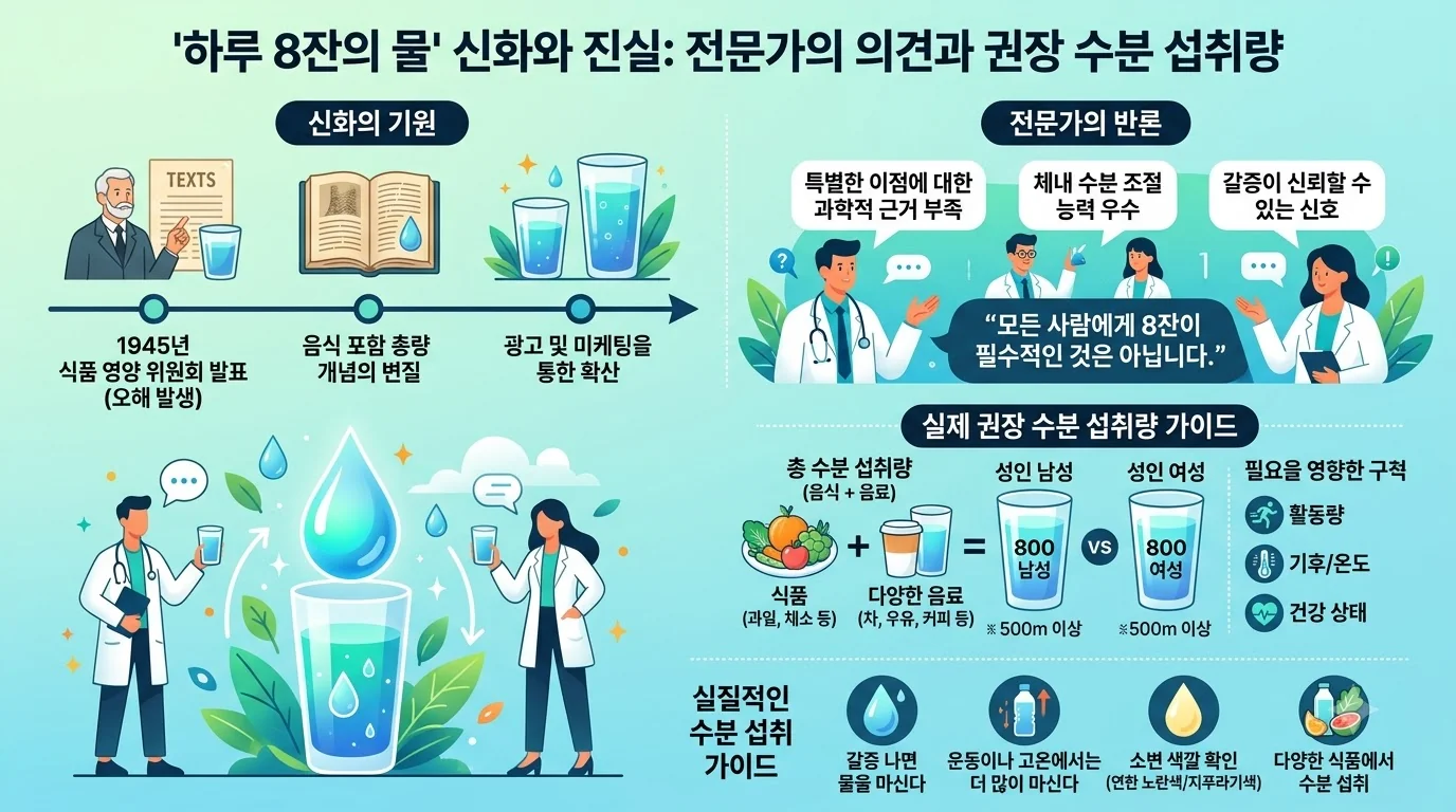 하루 물 8잔 진실 인포그래픽