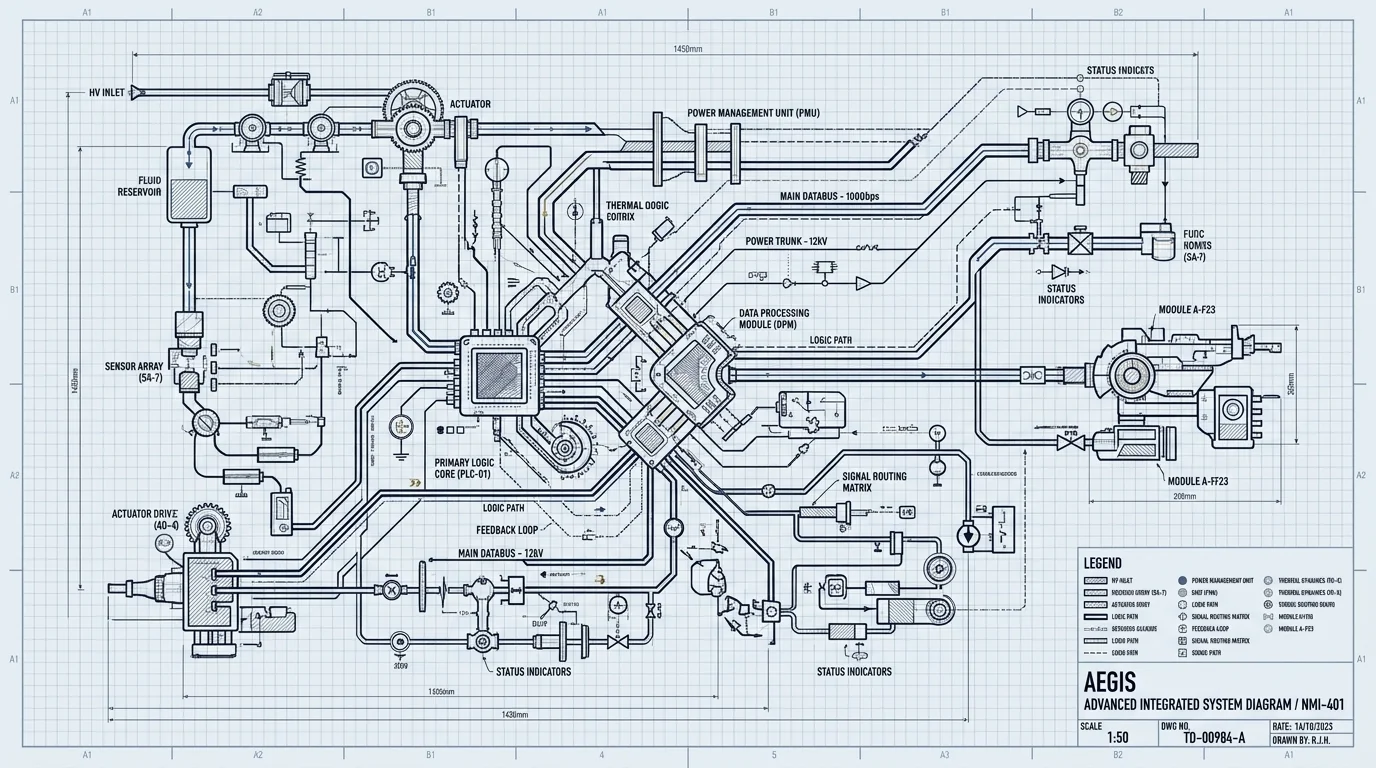 Abstract technical layout diagram representing 팀나빠 미궁 탈출